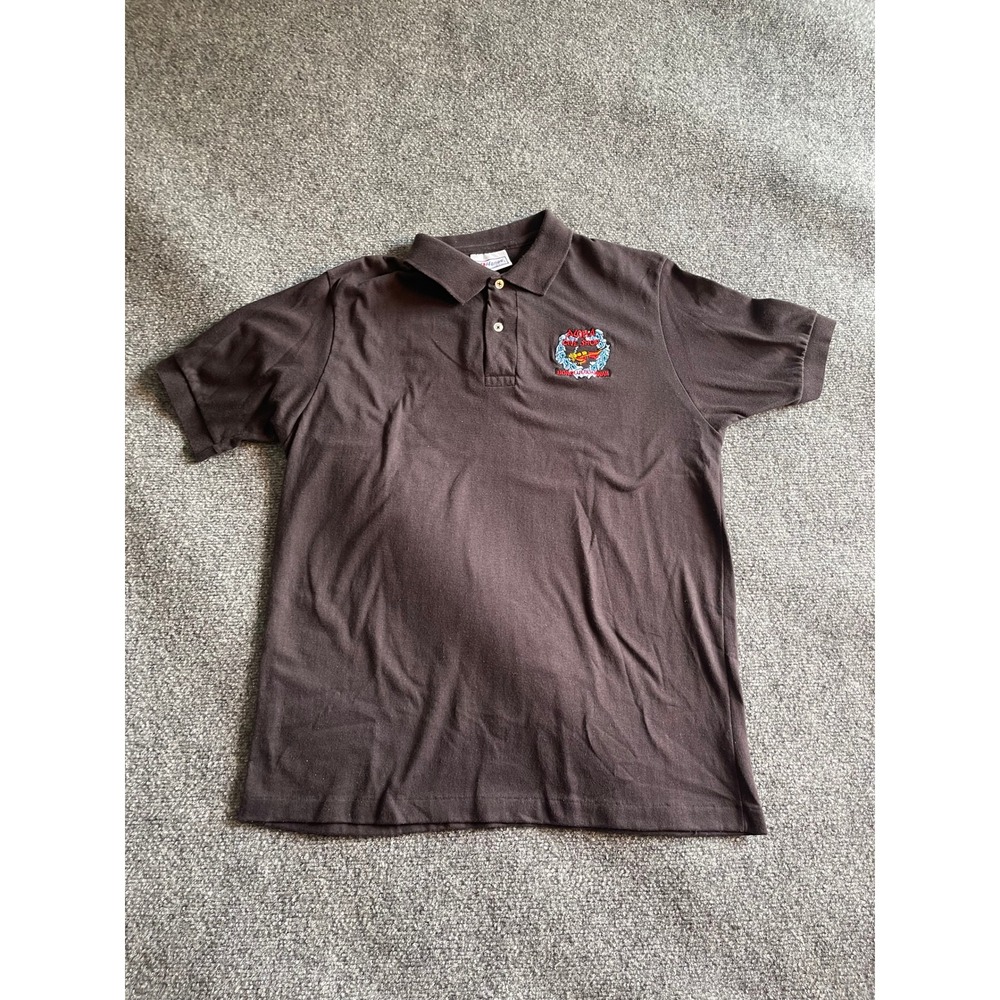 Vintage Hanes Aloha Dive Shop Honolulu Hawaii Polo Shirt Brown‎ Mens Large USA